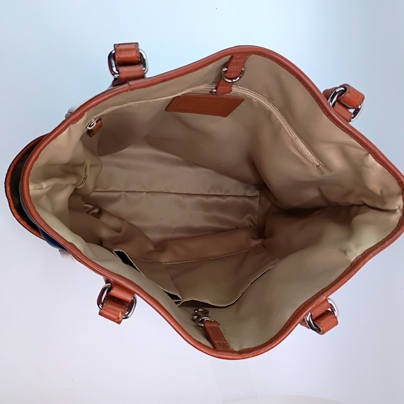 Coach Park Leather Color Block Tote Bag Vintage Cream Navy Brown F23533 Womens - Picture 9 of 16